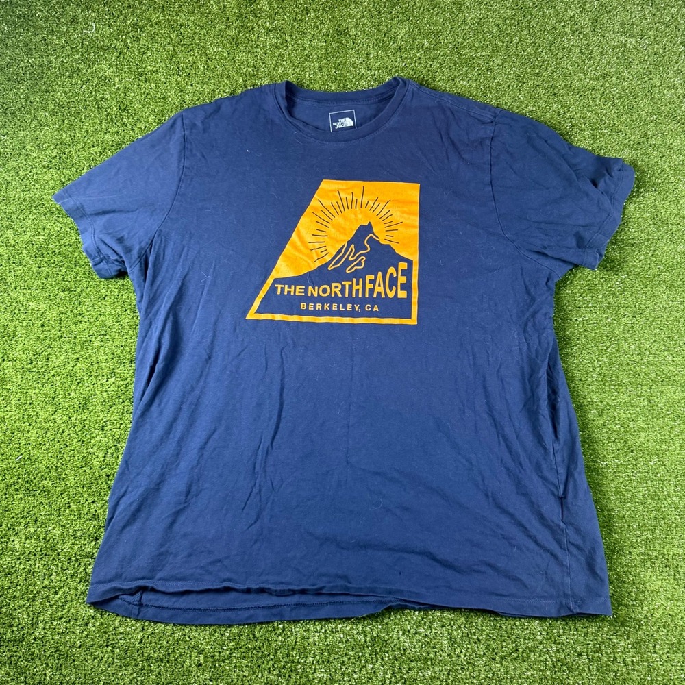 The North Face Mens XXL Navy Blue Berkeley CA Mountain Graphic T-Shirt 0665